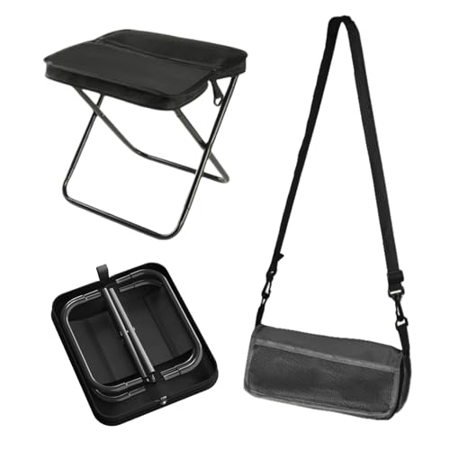 Ryfpdml Folding Stool, Portable Camping Stool Foldable Lightweight Camping Stool Mini Outdoor Folding Lazy Chair Collapsible Stool for Camping Fishing Picnic Hiking home (Black)