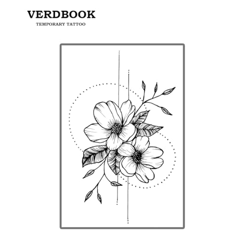 VERDBOOK Semi Permanent Minimalist Flowers Pattern Tattoos Women, 2 Sheets — view 3