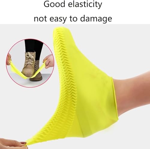 Cubrecalzados antideslizantes impermeables, para lluvia, reutilizables y plegables, para hombres y mujeres, para ciclismo al aire libre, campamento y viajes (talla pequeña, blanco) miniatura 4