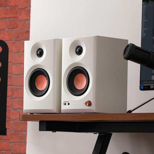 Edifier MR3 Powered Studio Monitor Speakers, Hi-Res Audio Certified Bluetooth V5.4 Active Bookshelf Speaker, 2.0 Computer with Headphone Output RCA AUX Balanced TRS Input - White (Pair) by Edifier - Image 4