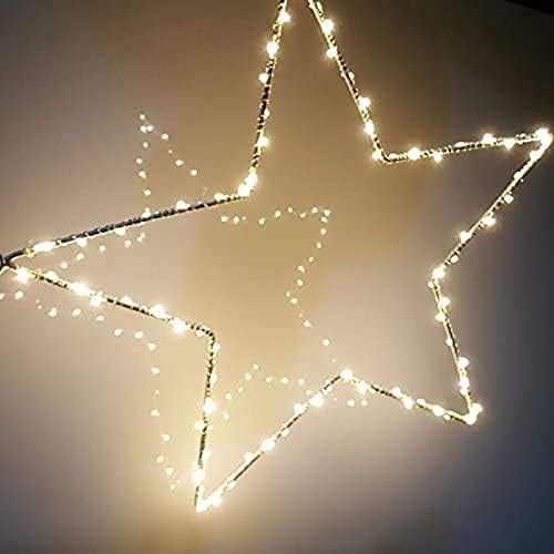 CMYK LED Christmas Star Window Lights with 2 Pack 40 Warm White LED Star Lights Window Star Hanging Lights Curtain Lights Battery Operated