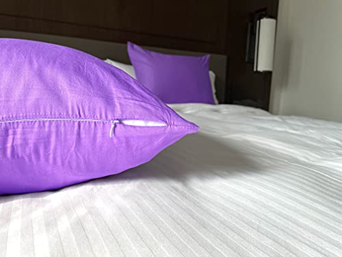 Image of Soft Pillow Covers 17 x 27 Inches - 100% Egyptian Cotton 400 Thread Count Set of 2 Pillow Cover Set Envelope Closure Hotel Quality Pillowcase - Egg Plant