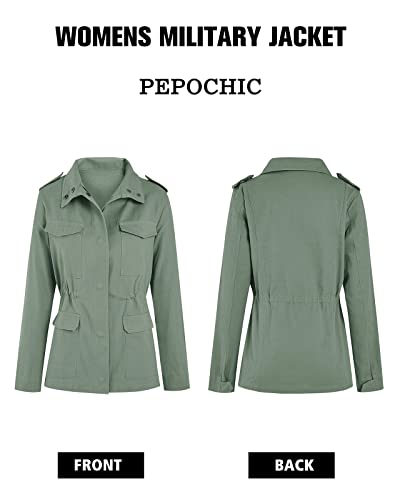 Pepochic Womens Military Jacket Zip Up Snap Buttons Lightweight Utility Anorak Field Safari Coat Outwear… - Thumbnail 3