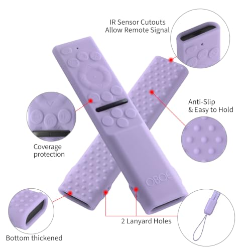 Image of Oboe Silicone Tv Remote Cover Compatible with Samsung Smart Tv Remote 2026 Model BN59-01498A Key Cover Case with Lanyard (B-Lavender Purple) REMOT E NOT Included