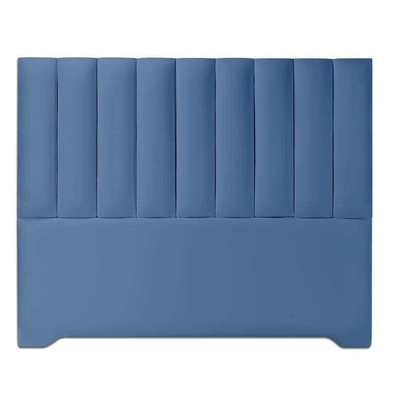 Ventadecolchones - Cabecero Tapizado Acolchado de Dormitorio Franjas Verticales Largo en Polipiel Azul y Medida 180 x 125 cm para Camas de 160 ó 180