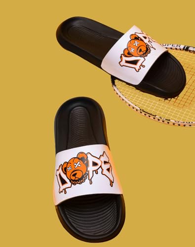 Image of PERY-PAO Sliders Mens White, Black, Grey, Sky blue Design Toxic, Spider, Dope, Panda Printed Flip Flop & Slippers