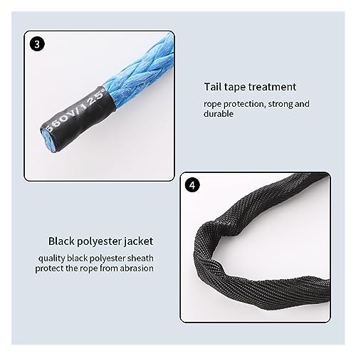 Cuerda de remolque para sacar todoterreno del lodo con cable sintético resistente de 15m 5