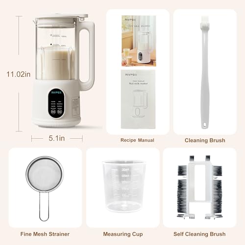 8 in 1 Automatic Nut Milk Maker, 41oz Homemade Soybean Milk, Almond Milk, Oat Milk and Juice, Electric Bean and Nut Milk Machine with Appointment Timer, Keep Warm and Self-cleaning Function, Beige - Thumbnail 7