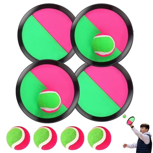 GEXINKEJI Strandspielzeug Erwachsene Fangballspiel Set Garden Toys Outdoor Wurf Fangball Spiel mit 4 Fangscheiben 4 Bälle für Kinder & Erwachsene im Garten Am Strand & Outdoor Ab 3 4 5 6 Jahren