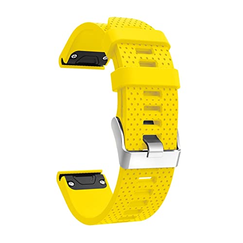 Bracelet silicone souple jaune de qualité supérieure pour montre Garmin Fenix 5S