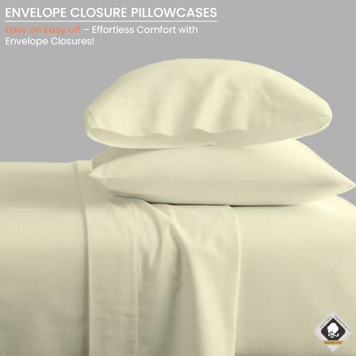 Cotton Comfort Bedding 100% Brushed Cotton Flannelette Pillowcase Pair, Soft Warm Winter Pillow Covers - Image 3