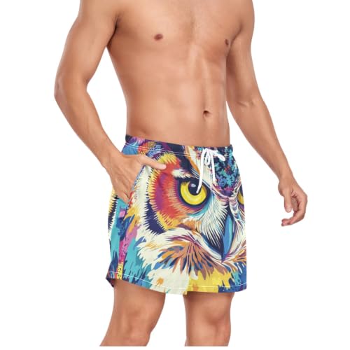 Traje de baño de hombre quick dry con estampado original de búho 5