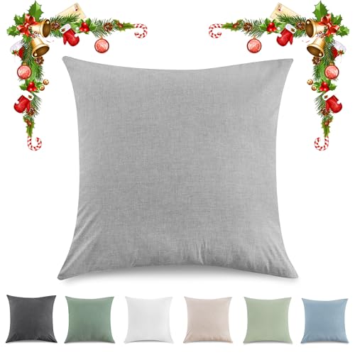 TOCOMOA Cushion Cover 40 x 40 cm, Set of 2, 100% Washed Cotton Cushion Covers, Oeko-Tex Certified