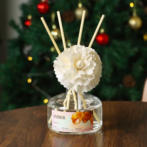8.45 oz Amber Scent Diffusers with 6 Reed Sticks,250ml Reed Diffuser for Bathroom Room Air Freshener, Last up for 50 Days — view 5