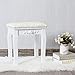 Giantex Vanity Stool Makeup Bench, Upholstered Dressing Stool with Pinewood Legs and Padded Cushion, Modern Bathroom Bedroom Vanity Bench Piano Seat for Girls Women, White