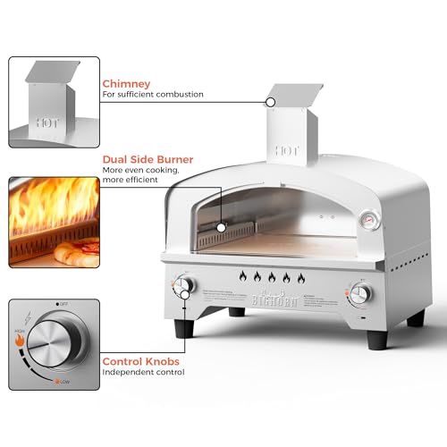 BIG HORN Gas Pizza Oven, Portable Propane Pizza Oven with 15 inch Pizza Stone, Stainless Steel Pizza Maker for Outdoor Cooking - Image 5
