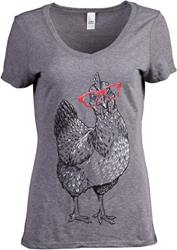 Cute-Glasses-Chick-Funny-Backyard-Chicken-Hen-Chiken-4H-Farm-Egg-Humor-V-Neck-T-Shirt-for-Women