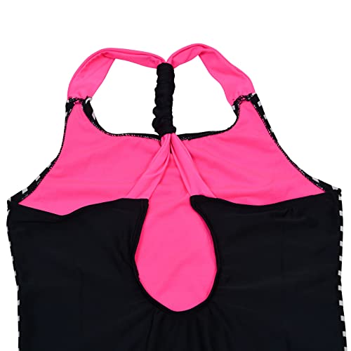 Cincili Girls One Piece Swimsuits Crossback Swimwear Beach Bathing Suit 3-14 Years (L, Heibaitiaoxinxing) #TOP3