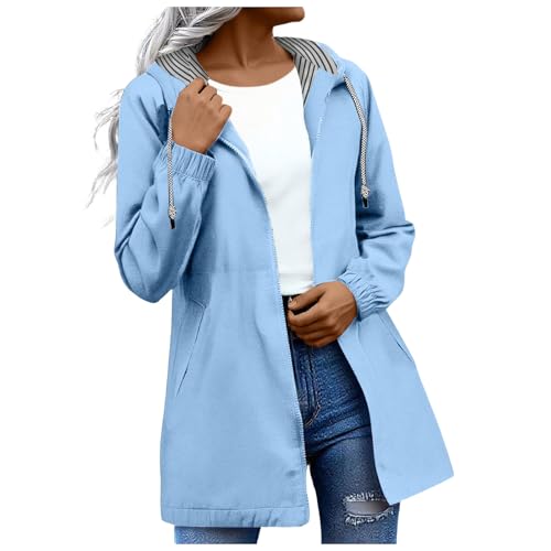 Rain Jacket Women Packable Waterproof Raincoats Plus Size Hooded Rain Coats Lightweight Windbreaker with Pockets