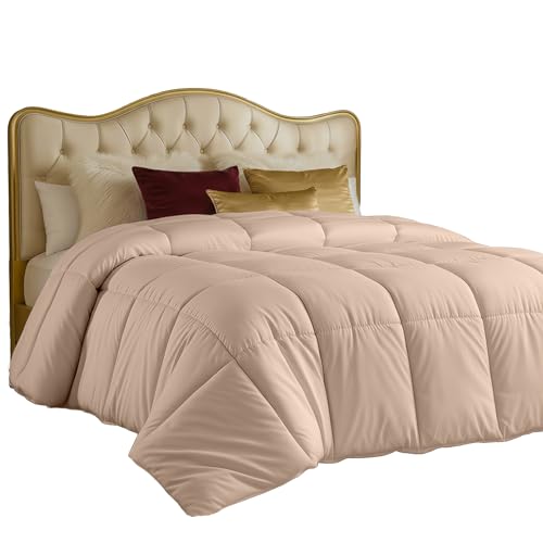 Image of Utopia Bedding Comforters Queen Size, All Season Duvet Insert, Down Alternative Box Stitched Bed Comforter with Corner Tabs, Machine Washable (Beige)
