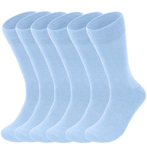 Feraricci 6 Pack Solid Color Casual Dress Socks for Men - Colorful & Comfortable Crew Socks