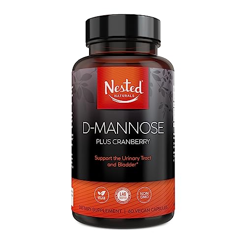 Nested Naturals D-Mannose 500 Mg Supplement With Cranberry Extract, D Mannose Cranberry Pills, Urinary & Bladder Support, 60 Vegan Capsules #TOP28