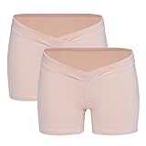 Tremour Maternal Low Waist Briefs U-shaped Belly Support Cotton Underpants 2 Pcs Beige Large