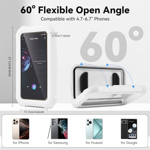 aceyoon Handyhalterung Dusche Wasserdicht, 360° Verstellbar Selbstklebend Dusch Handyhalterung mit HD Touchscreen & Beschlagfrei Waterproof Shower Phone Holder für Dusche, Bad & Küche