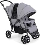 HONEY JOY Poussette double pliable pour bébé léger avec siège Tandem, 5-Point Harnais, siège d'inclinaison, panier de rangement, poussette compacte pour bébé double nouveau-né et tout-petit (Gray)