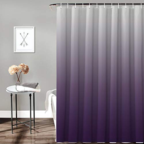 Fabric Shower Curtain For Bathroom, Ombre Lavender Purple Gray, Custom Shower Curtain Set With Hooks, Luxury Bathroom Curtains, Texture Pattern, Waterproof Polyester Bathroom Accessories, 72X72Inch #TOP2