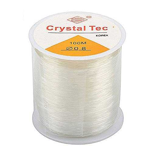 Fils de Perles Élastiques 100M Fil Elastique pour Bracelet 0.8mm Fil Extensible Élastique Transparent pour Fabrication de Bracelet Bijoux Perle Collier Artisanat Cover