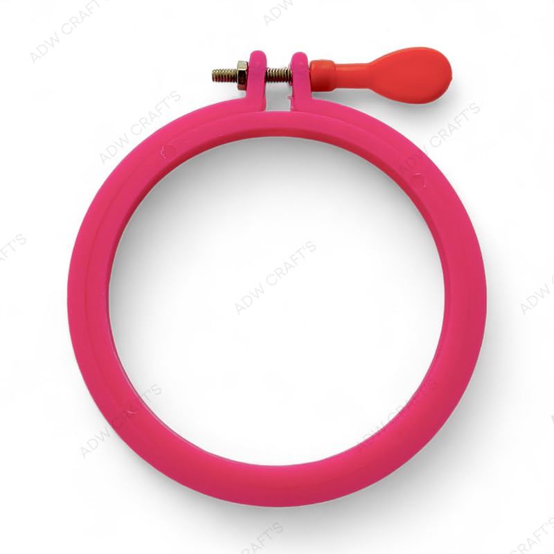 ADW CRAFT'S Plastic Embroidery Hoops - 6 Sizes (4 Inch - Pack of 1) in Assorted Colors for Beginners & Professionals