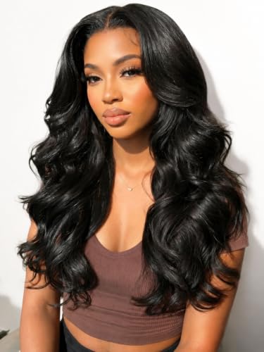 Image of Beauty Forever Easy Put On & Go Glueless Human Hair Wig for Beginners, 7x5 Pre-Cut Lace Front Body Wave Wig, Bye Bye Knots, Pre Plucked, Natural Looking Wig 150% Density Natural Color 20 Inch