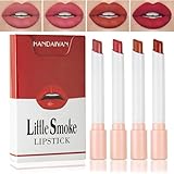 FYEBOO 4 Colors Mini Matte Lipstick Little Tube Lip Stain, Velvet Smooth Lip Stick, Long Lasting & Waterproof 24 Hours Non-Sticky Labiales Lipstick (Set C)
