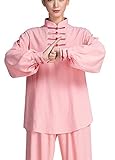 SENNIAN Tai Chi Uniformen, Kampfsportbekleidung für Damen Tai Chi Uniform Wushu Suit,XL-Pink