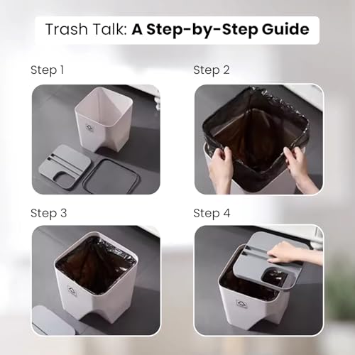 Image of JD FRESH 1 Pcs 10L Dustbin with Lid for Kitchen, Bedroom, Bathroom | Plastic Garbage Bin for Wet & Dry Waste, Food, Biomedical Waste | Multipurpose Trash Can for Home, Office & Commercial Use - White