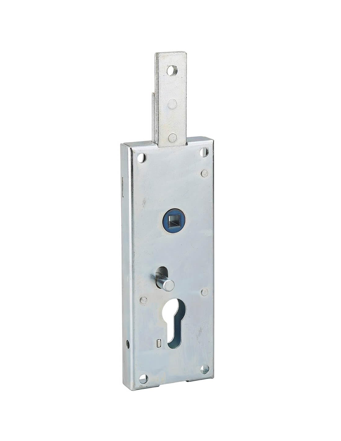 Serratura per porta basculante 1 punto in alto, a cilindro europeo, per garage, 60x160mm, quadro 7mm, zincato - THIRARD