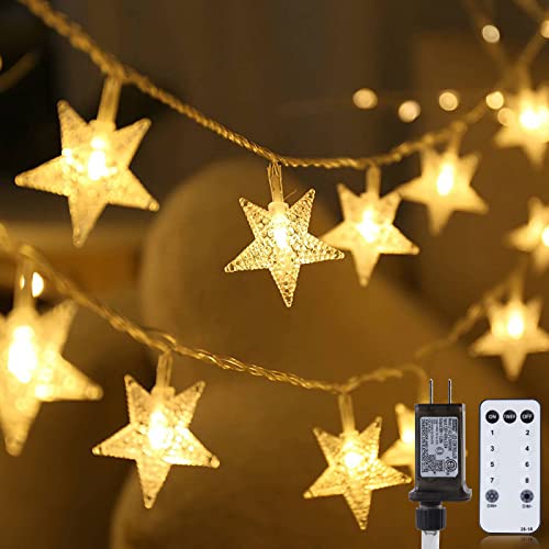 Minetom 33Ft Star String Lights Warm White - Plug In 100 Led Star Fairy String Lights With Remote And Timer, Waterproof Extendable For Bedroom, Tent, Porch, Patio, Wedding, Party, Christmas Tree #TOP6