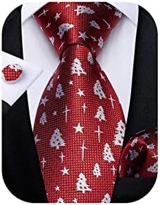 DiBanGu Men's Necktie Handkerchief Silk Paisley Floral Tie Pocket Square Cufflinks Tie Clip Set