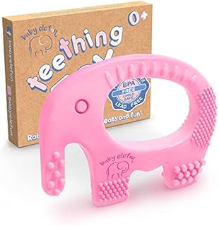 Baby Girl Teething Toys - BPA Free Silicone Toy - Cute, Easy to Hold, Soft and Highly Effective Elephant Teether - Unique Teethers Best for 0-6 6-12 Months Girl Christmas Gifts Stocking Fillers