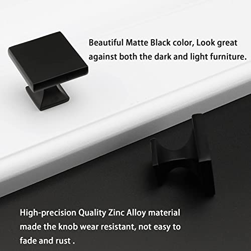 Peaha 30 Pack Black Cabinet Knobs, Square Zinc Alloy Drawer Knobs by Peaha - Used condition - Image 3