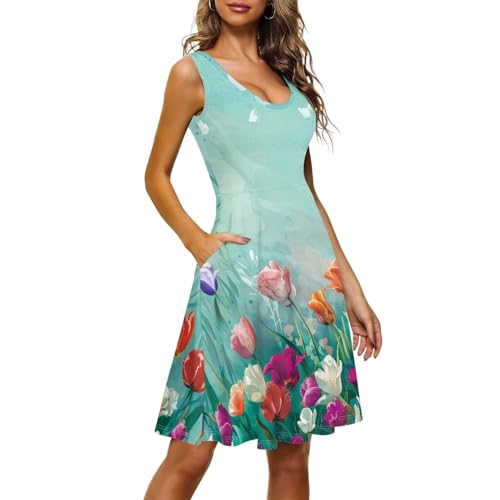 Image of TOADDITDO Womens Summer Sleeveless Tank Dress with 2 Side Pockets XS-4XL Plus Size