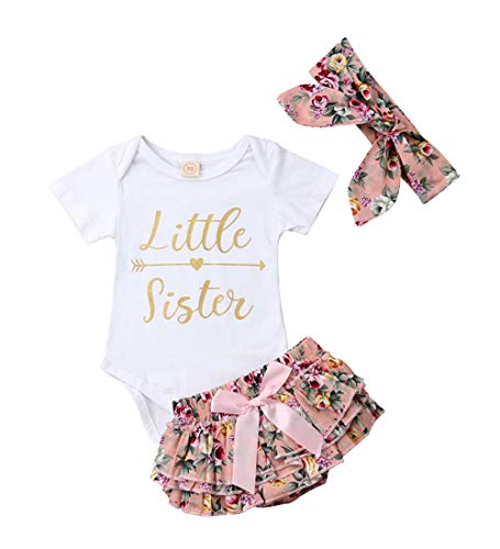 Body e shorts femininos para bebês recém-nascidas, meninas, roupas florais para o verão, C-pink, 0-3