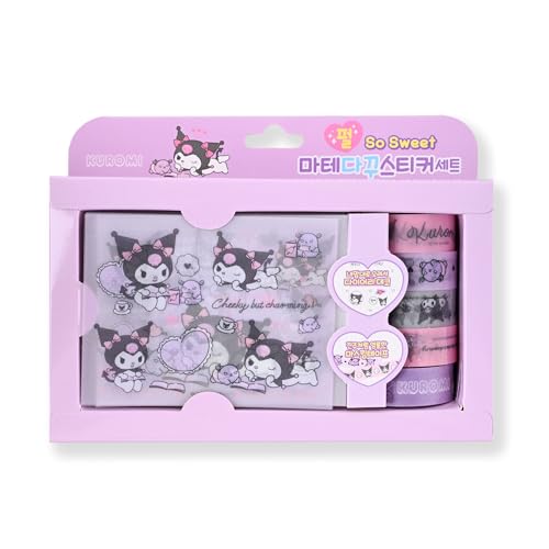Image of GASHINA STORY Kawaii Masking Tape & Stickers Set - 5 Pcs for Crafts & Decor - Twinkle Pearl Design - Cute Kawaii Masking Tape Bulk - for Diary /Journal /Planners - Gift Box (Kuormi)