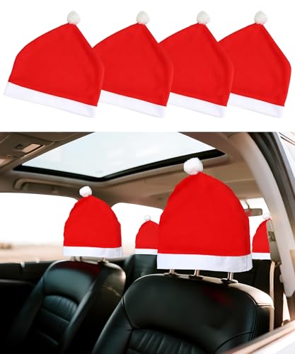 Beiktehy Santa Hut Auto kopfstützenbezüge, 4er Set lustige Auto...
