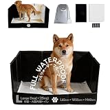 MEEXPAWS 犬 トイレ 囲い付き 犬用トイレトレー はみ出し防止 飛び散り防止 Lサイズ (83×57×40cm) トイレトレー ワイド ペットトイレトレー 犬トイレ トイレトレー 犬 といれ 室内用 防水 折りたたみ式 グレー