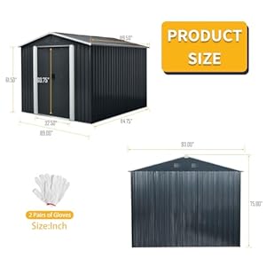 8X10 ft Outdoor Metal Storage Shed with Floor Floor, Lockable Galvanized Steel Tool Shed with Sliding Door and Air Vent, Waterproof Garden Storage House for Backyard, Patio 8X10 ft Outdoor Metal Storage Shed with Floor Floor Lockable Galvanized Steel Tool Shed with Sliding Door and Air Vent Waterproof Garden Storage House for Backyard Patio
