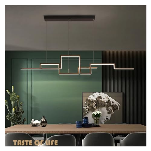 Lustre suspendu LED noir moderne pour illuminer la salle à manger et la cuisine