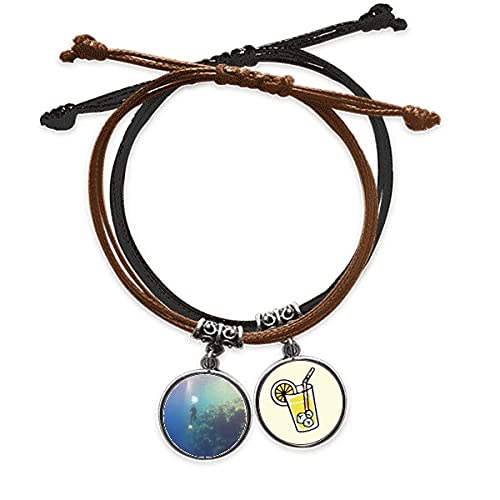 Bracelet plongée eau de mer résistant en cuir et corde contre l'usure du sel