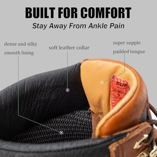 Image of SUREWAY 6 inch Mens Heavy Duty Soft /Composite /Steel Toe Work Boots for Men,Comfortable & Durable,GoodyearWelt,Full Grain Leather,Oil /Slip Resistant,Wedge Moc Toe Industrial Construction Boots /Shoes